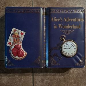 Vintage Alice in Wonderland book shaped tin Silver Crane Company